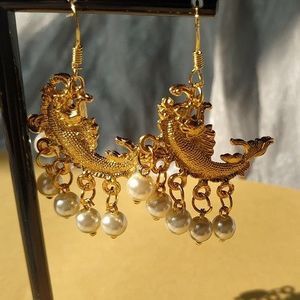Exquisite Ming Dynasty imitation Pearl Earrings Resembling Asian Arowana new‎